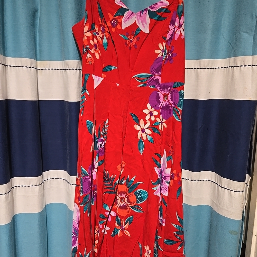 Old Navy Red Floral Maxi Dress